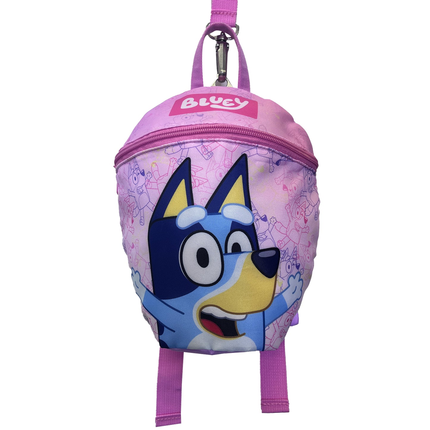 Pink Bluey Toddler Backpack with Reins | Adjustable Straps & Detachable Leash | H26cm x W19cm x D12cm