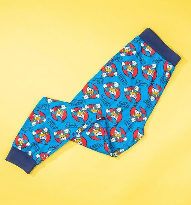 Donald Duck Men's Pyjamas | Short Sleeve Top & Cuffed Lounge Pants | (Men's Sizes)