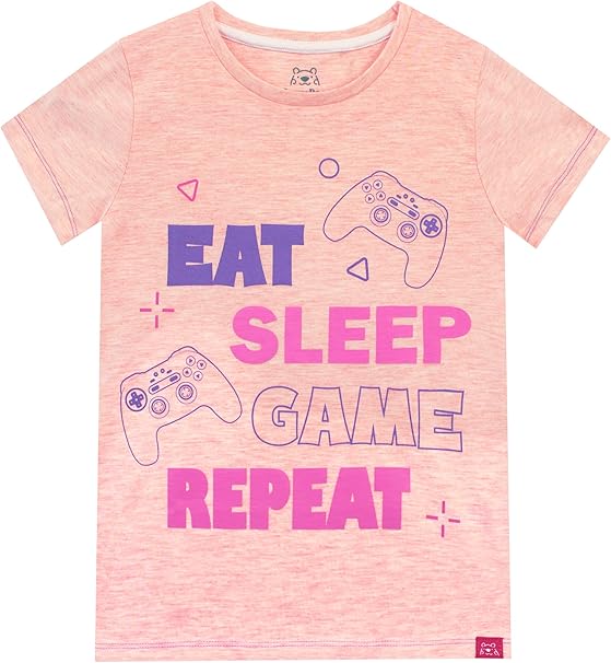 Girls' "Eat Sleep Game Repeat" T-Shirt | Playful & Comfortable | 6-7 Years