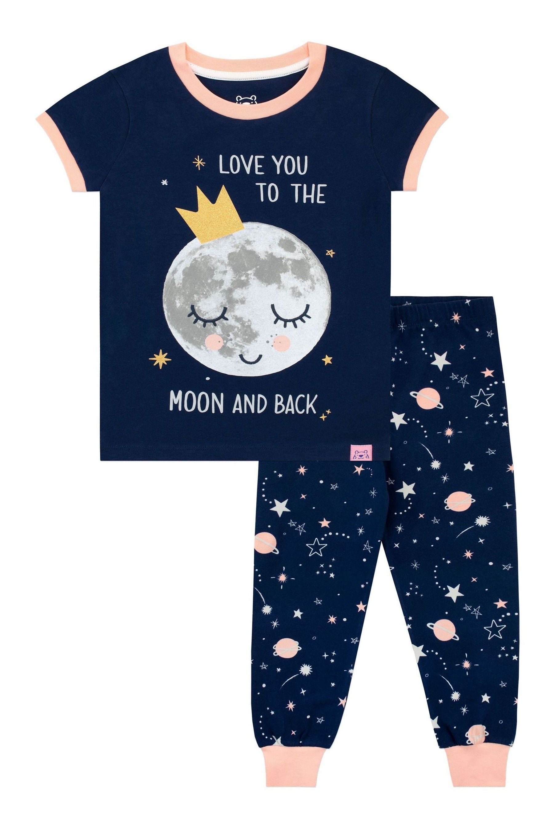 Girls Moon Stars Pyjama Set Love You to the Moon Back 5 6 1