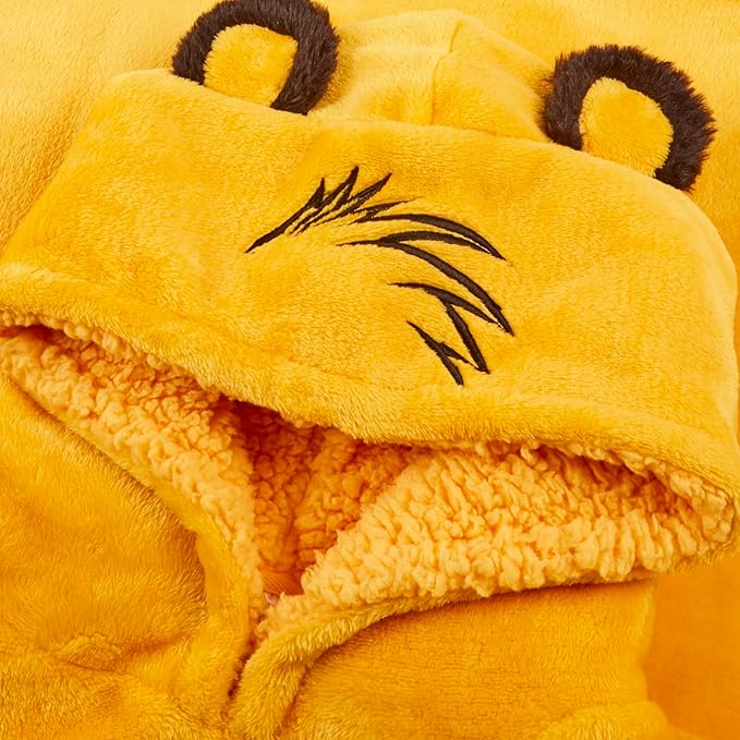 Disney Lion King Hoodie For Kids | Boys Girls Oversized Hoodie Soft Fleece Blanket | Simba Novelty Hooded Lounge Gown | Sherpa Hood Lining | Gift For Girls | One Size Fits All Age 4-10 Years Yellow