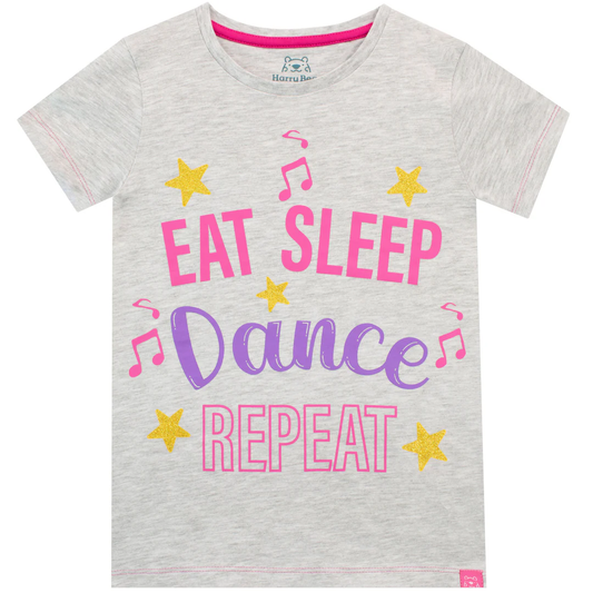 Girls' "Eat Sleep Dance Repeat" T-Shirt | Fun & Energetic | 6-7 Years