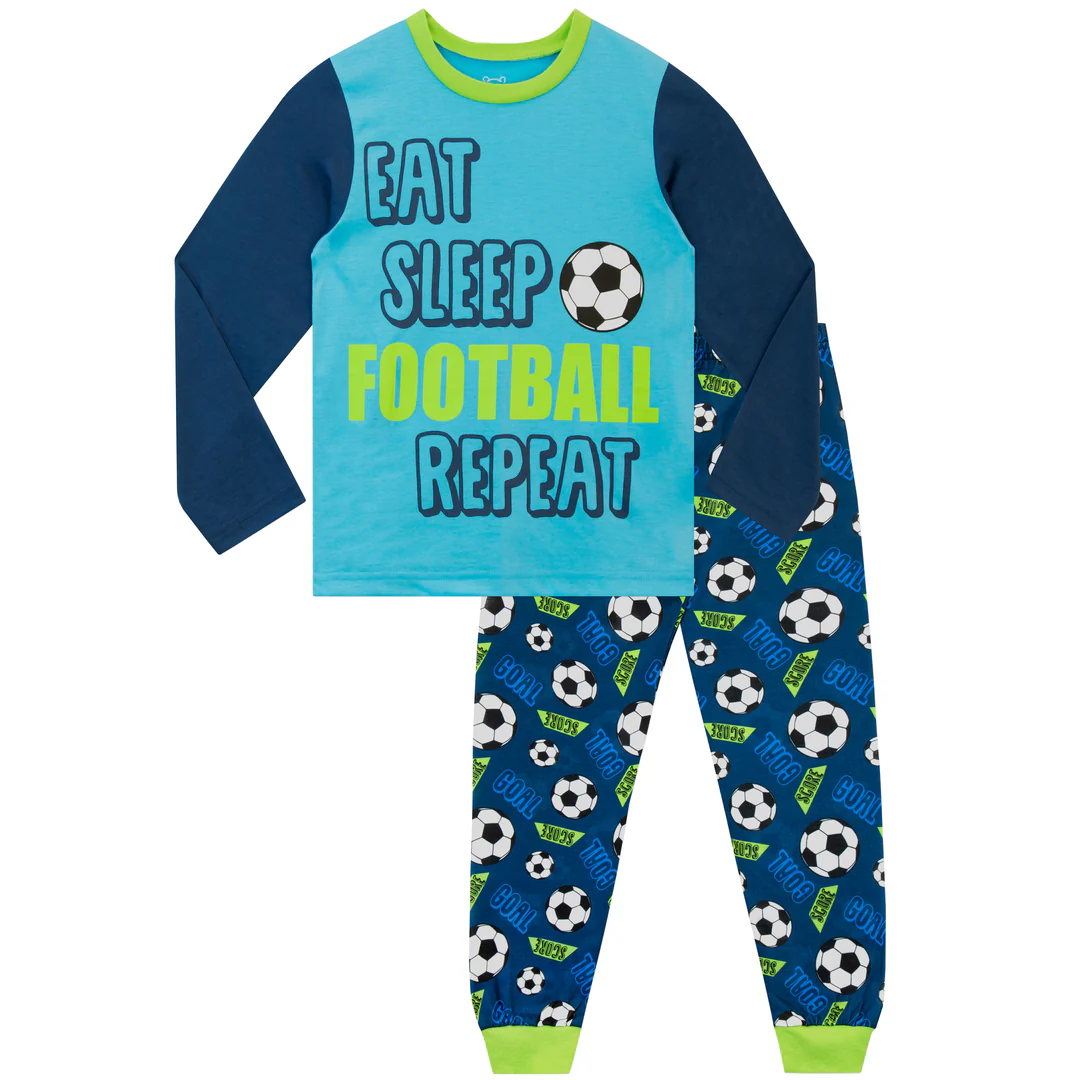Boys' "Eat Sleep Football Repeat" Pyjama Set | Sporty & Comfortable | 5-6 Years