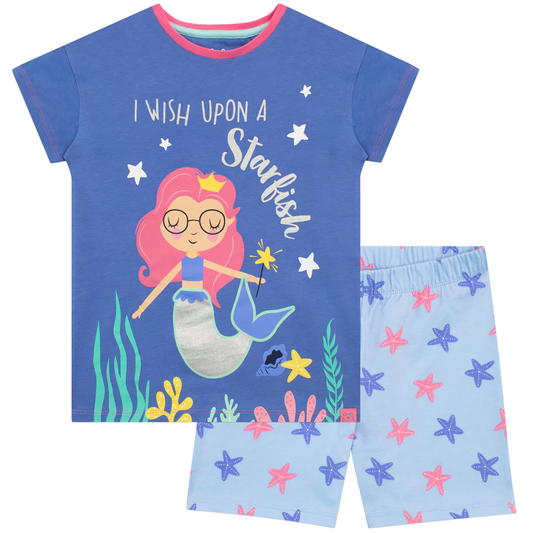 Girls' "I Wish Upon a Starfish" Mermaid Pyjama Set | Whimsical & Cozy | 5-6 Years