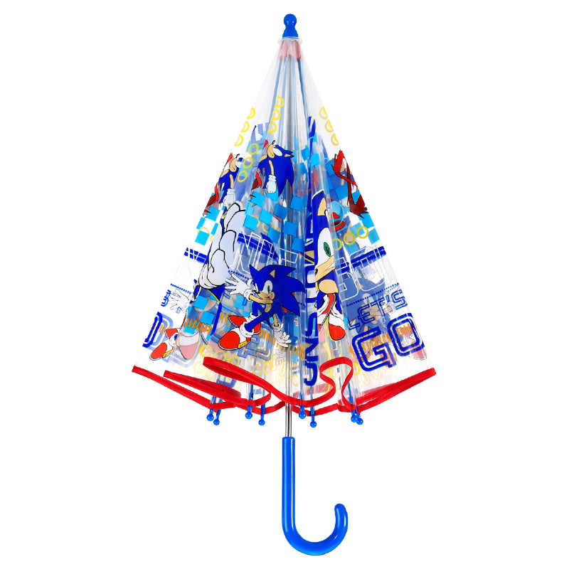Kids Boys Girls Sonic The Hedgehog Umbrella Blue Red Transparent Ergonomic Handle