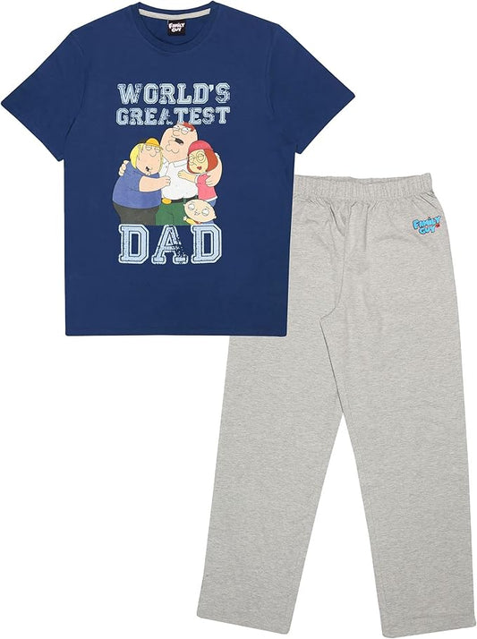 Men's Family Guy World's Greatest Dad Pjs Set Pajama X-Small - Large Family Guy Men's Pyjamas | World's Greatest Dad | Father's Day Gift