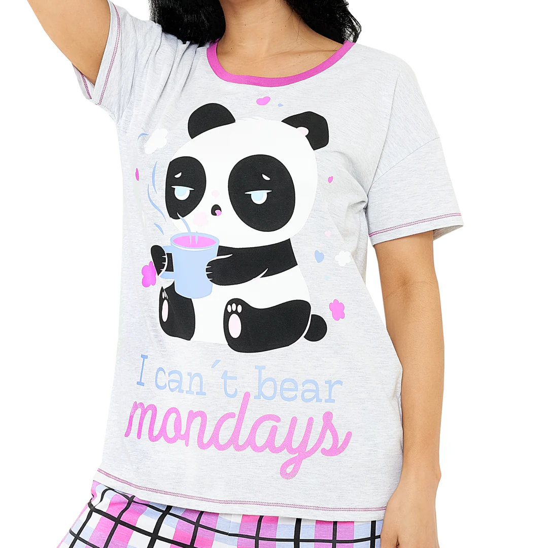Women's "I Can't Bear Mondays" Panda Pyjama Set | Comfy Nightwear | Size Medium