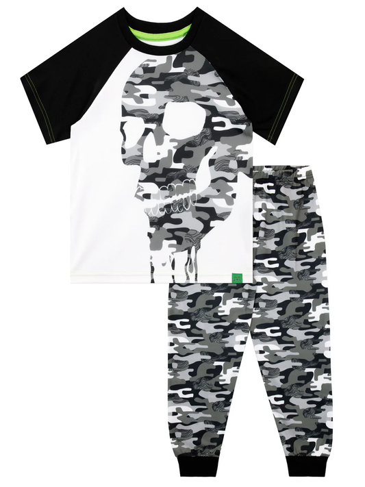 Boys' Camo Skull Pyjama Set | Edgy & Comfortable | 6-7 Years