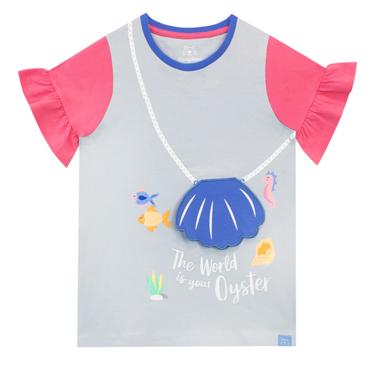 Girls' "The World is Your Oyster" T-Shirt | Interactive & Playful | Size 5-6 Years