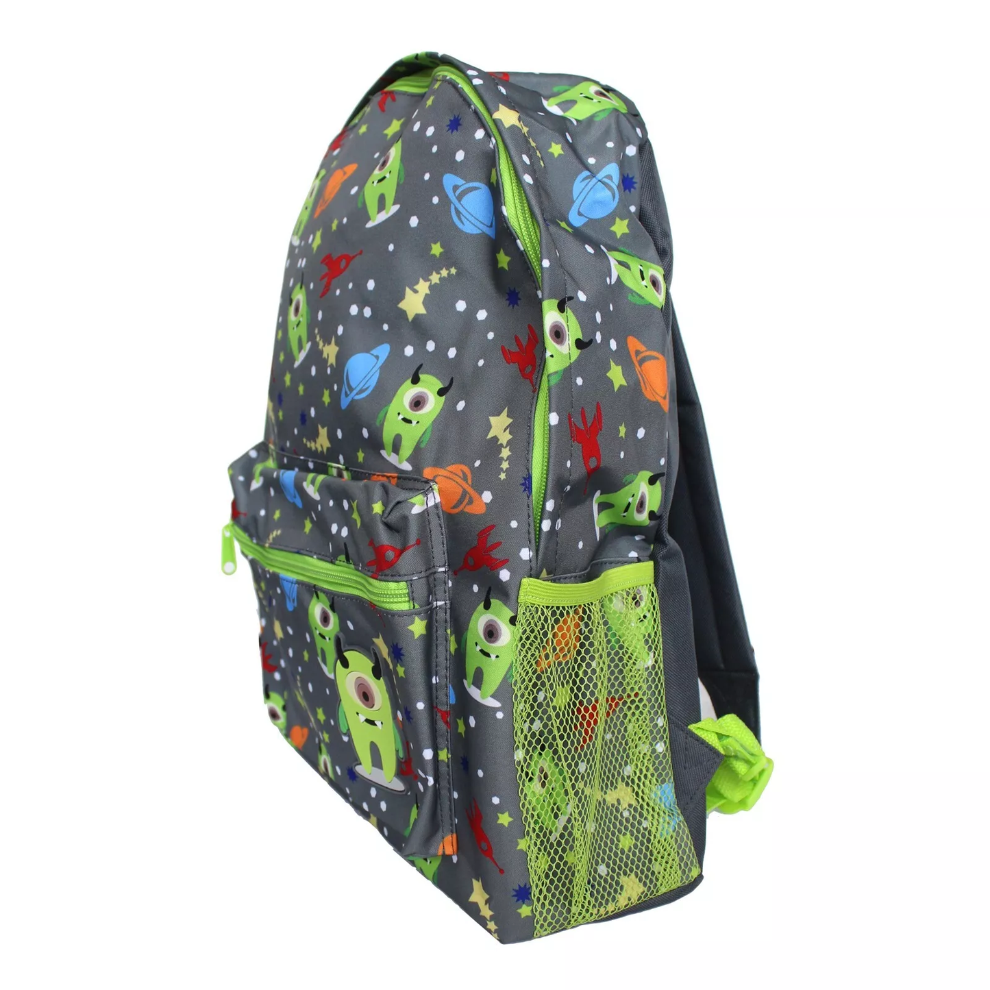 Aliens Grey School Backpack Unisex Outer Space For Kids Lunch Travel Bag Boys Girls