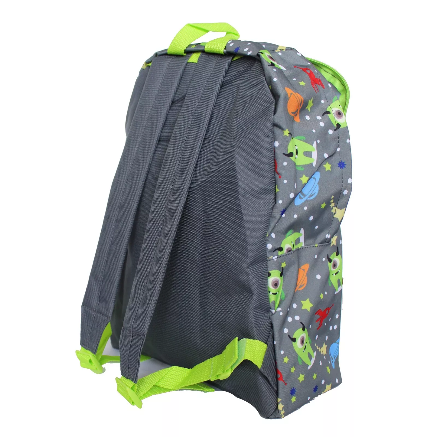 Aliens Grey School Backpack Unisex Outer Space For Kids Lunch Travel Bag Boys Girls