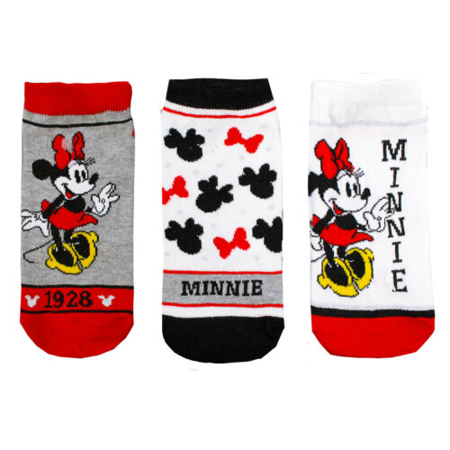Disney Minnie Mouse Trainer Socks Sizes 4-8 Pack of 3 Girls