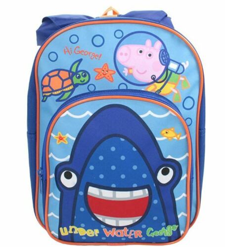 Licensed Boys George Pig Underwater Shark Hooded Backpack for Nursery
