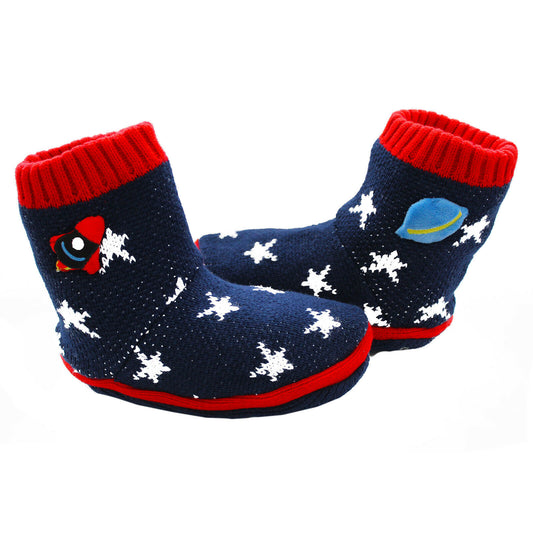 Boys Space-Star Rocket Boots Slippers