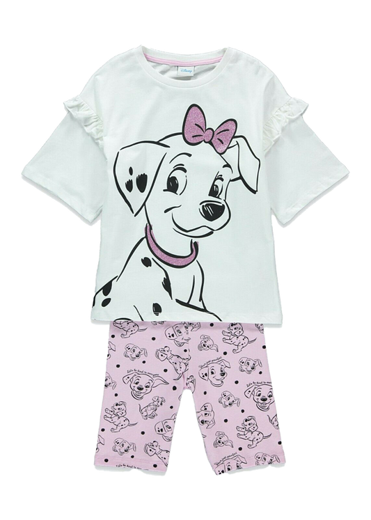 Kids Disney 101 Dalmatians Pyjama Set Pink & White (2-7 Years)