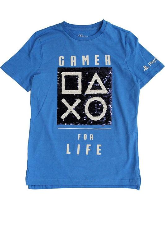 PlayStation Gamer Reverse Sequenced T-Shirt Top 5-6 Years Blue