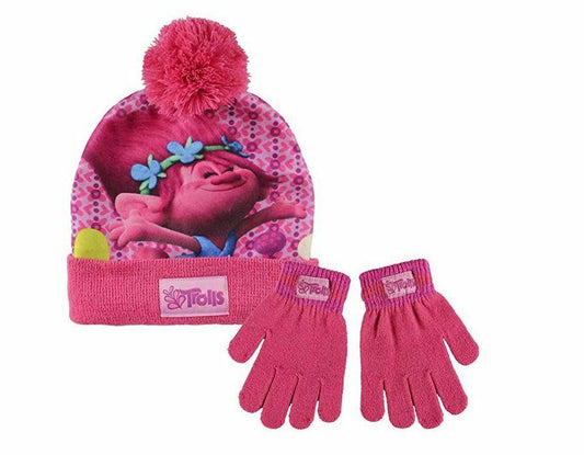 Trolls Poppy Winter Hat And Gloves Set Age 4-8 Years Girls